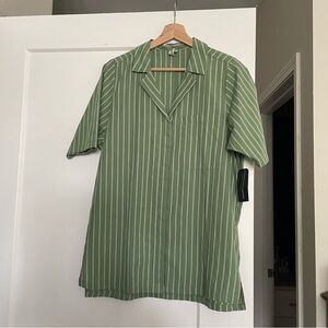 Melrose and Market Green Striped Short Sleeve Shirt